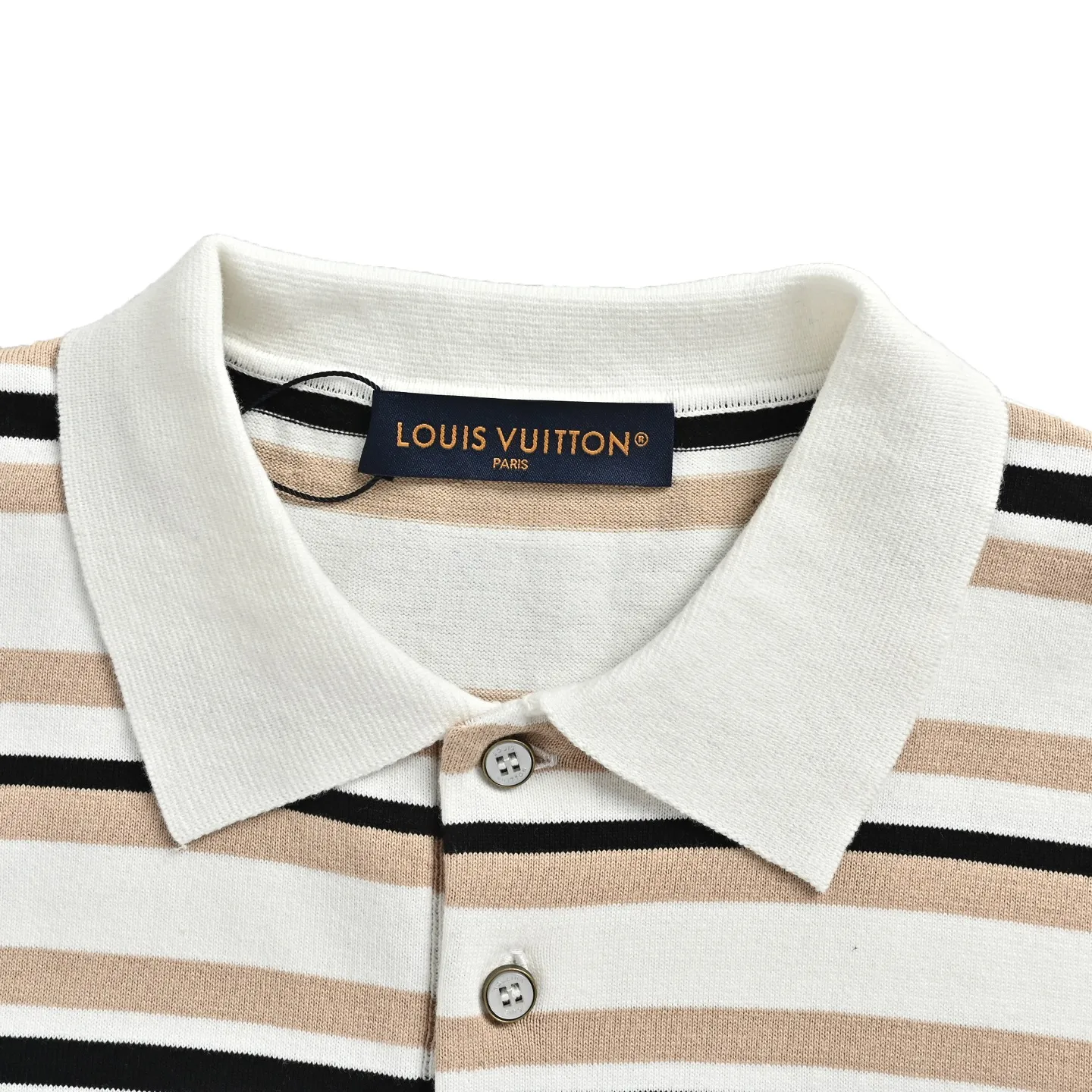 Louis Vuitton/Louis Vuitton leather label striped Polo short sleeves